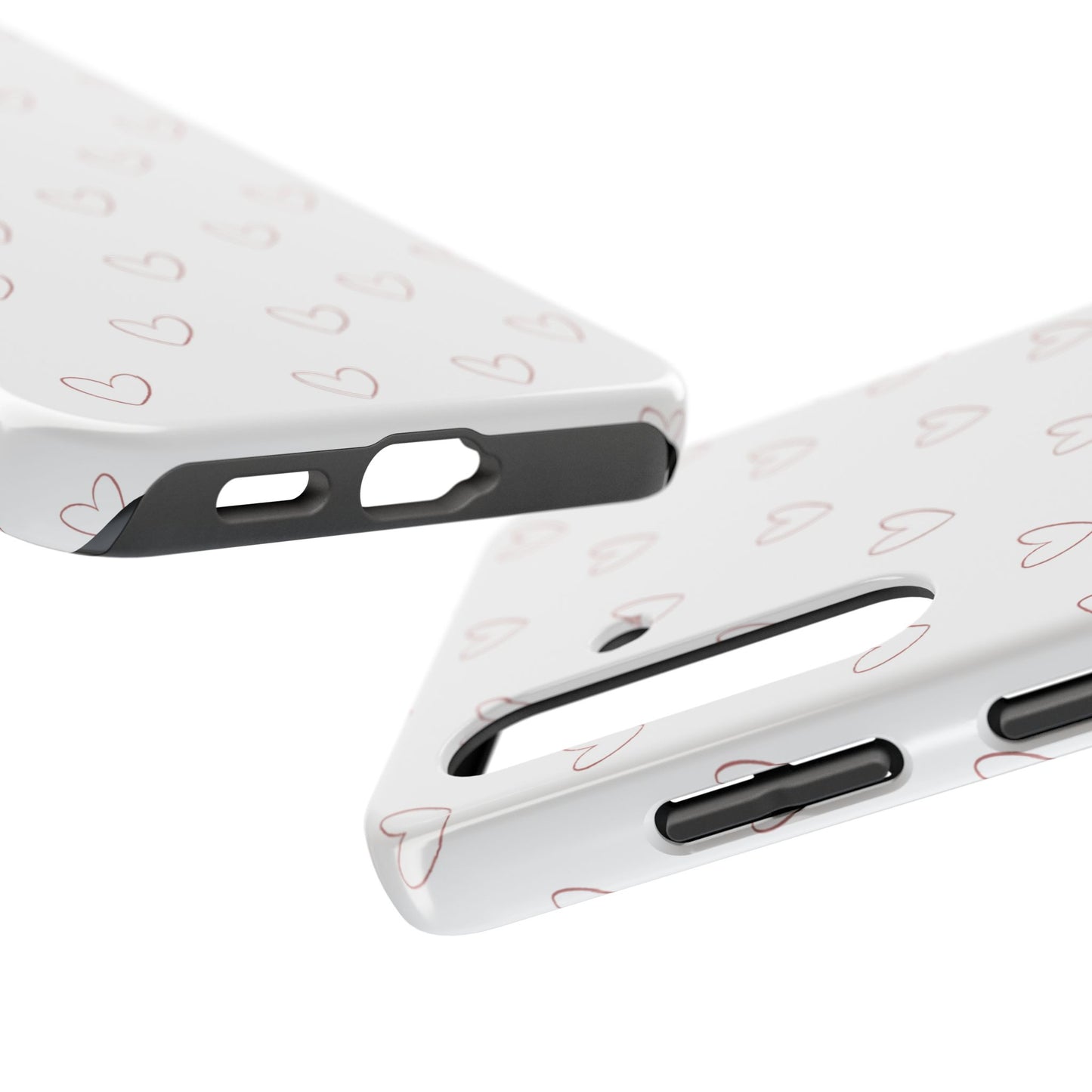 Hand-Drawn Hearts Tough Phone Case | Minimal Pink Heart Pattern