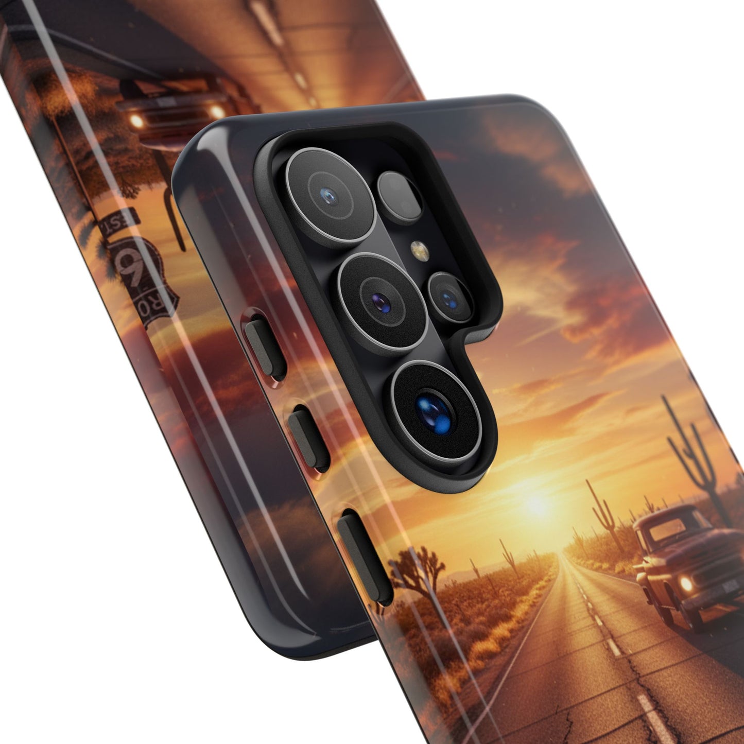 Route 66 Sunset Desert Highway Phone Case – Road Trip Travel Aesthetic Tough Case