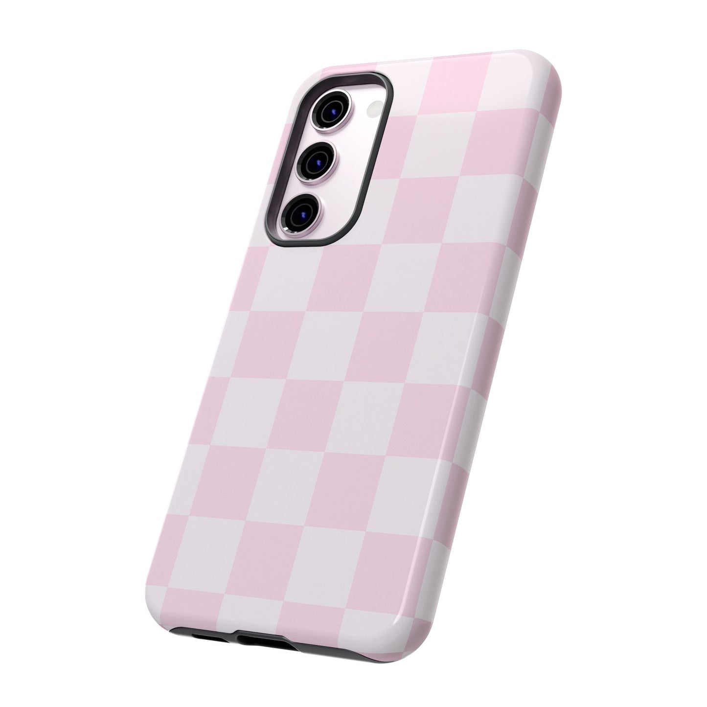 Light Pink Checkerboard Phone Case | Pastel Aesthetic Checkered iPhone & Samsung Tough Case