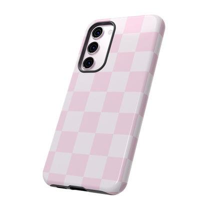 Light Pink Checkerboard Phone Case | Pastel Aesthetic Checkered iPhone & Samsung Tough Case
