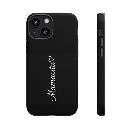 Mamacita Script Phone Case | Minimal Black Tough Case | Sleek Aesthetic Cover