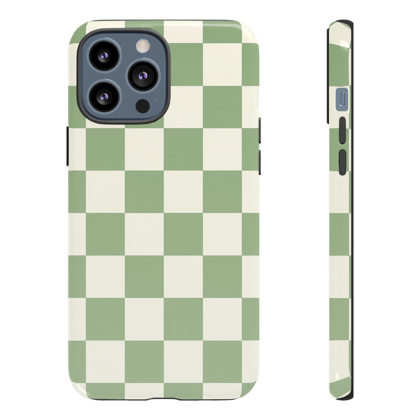 Sage Green Checkerboard Phone Case | Minimal Aesthetic Tough Case
