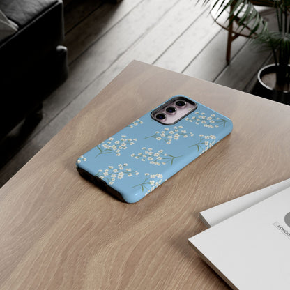 Baby’s Breath Floral Phone Case – Blue Minimal Flower Aesthetic Tough Case