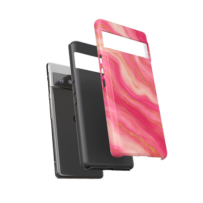 Pink Marble Phone Case | Rose Gold Swirl Aesthetic Tough Protective Case