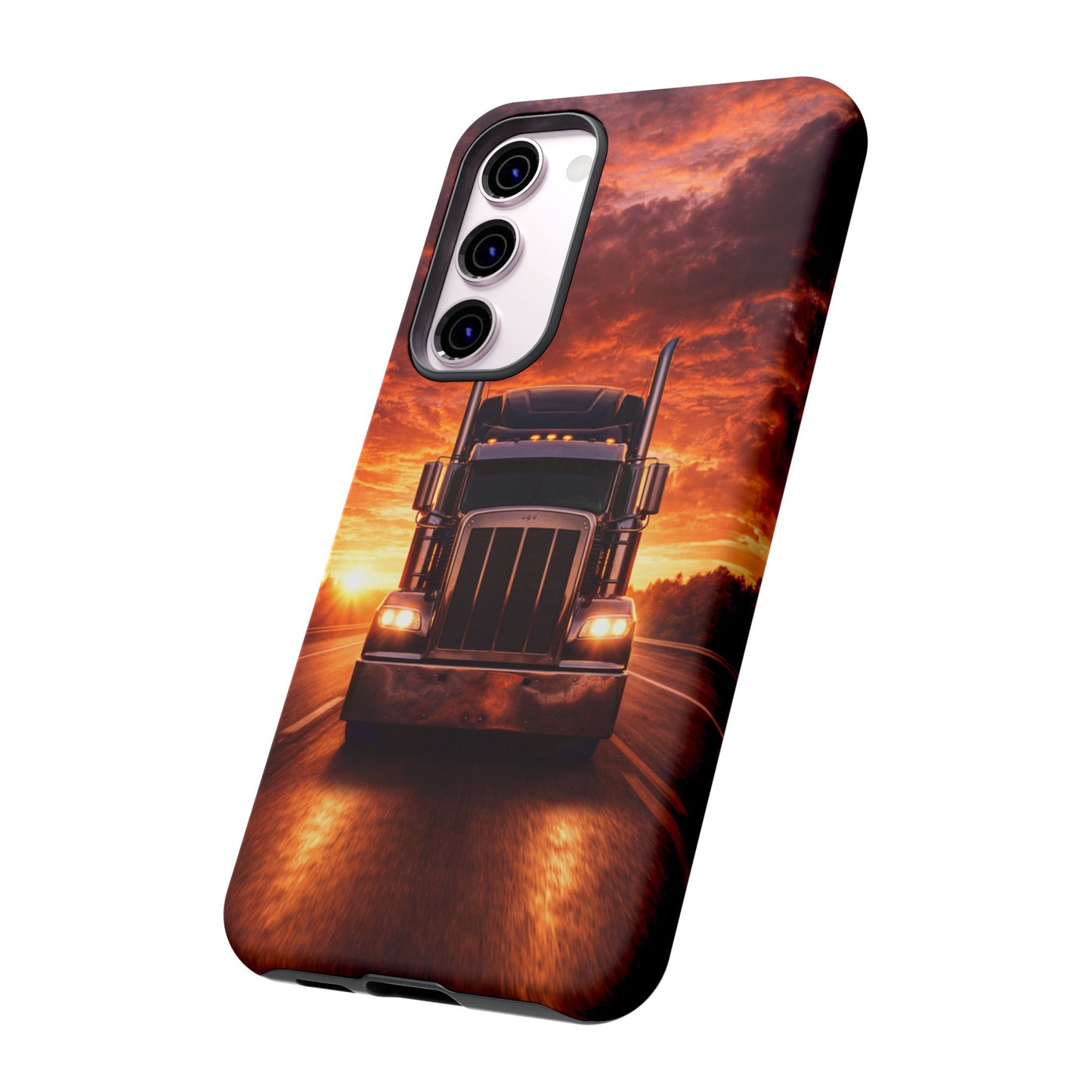 Big Rig Truck Phone Case Sunset Highway Semi Truck iPhone Samsung Cover
