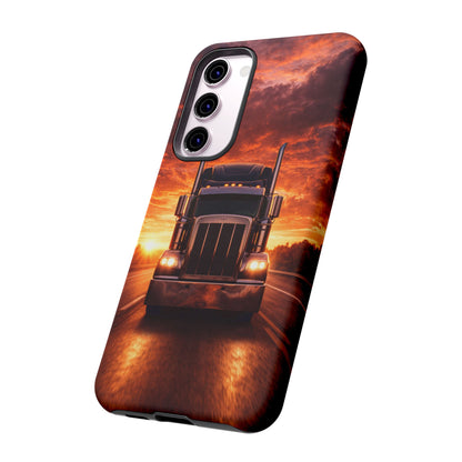 Big Rig Truck Phone Case Sunset Highway Semi Truck iPhone Samsung Cover