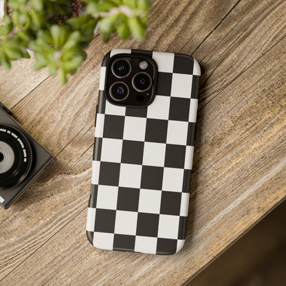 Black & White Checkerboard Phone Case – Classic Aesthetic Tough Protective Case for Iphone, Samsung Galaxy and Pixel