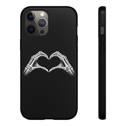 Skeleton Hands Heart Phone Case | Gothic Black Protective Cover