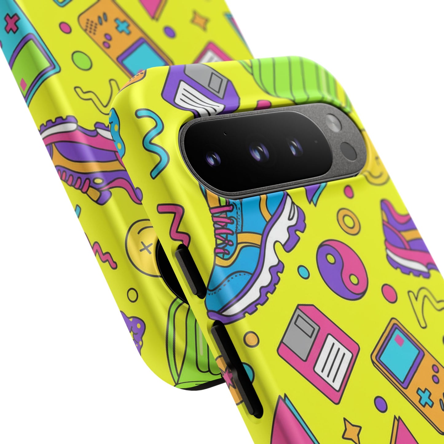 90s Retro Neon Phone Case – Y2K Nostalgia Colorful Icons Tough Protective Case