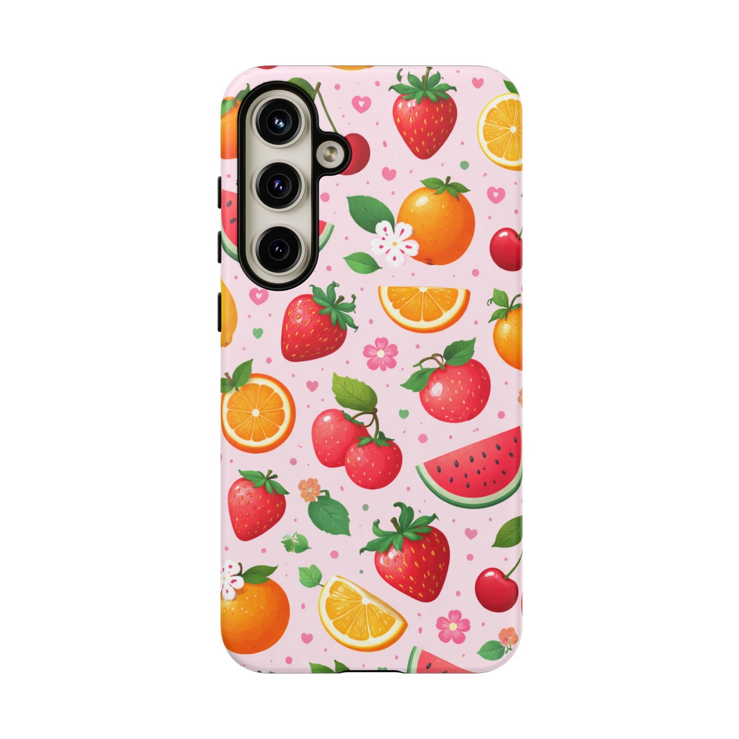 Fruit Phone Case – Tough Shockproof, Strawberry Cherry Citrus Summer Design for Iphone, Samsung Galaxy and Pixel