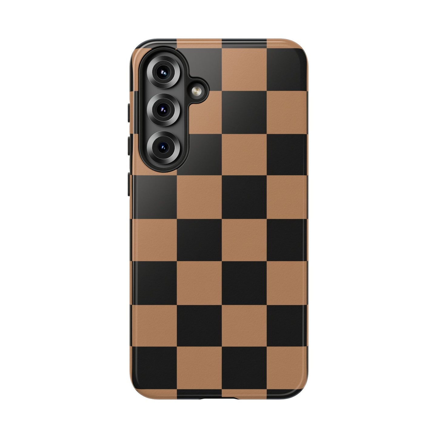 Brown Checkered Phone Case | Aesthetic Checkerboard iPhone & Samsung Tough Case
