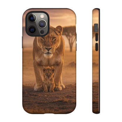 Lioness & Cub Phone Case | Safari Wildlife Tough Case for iPhone & Samsung