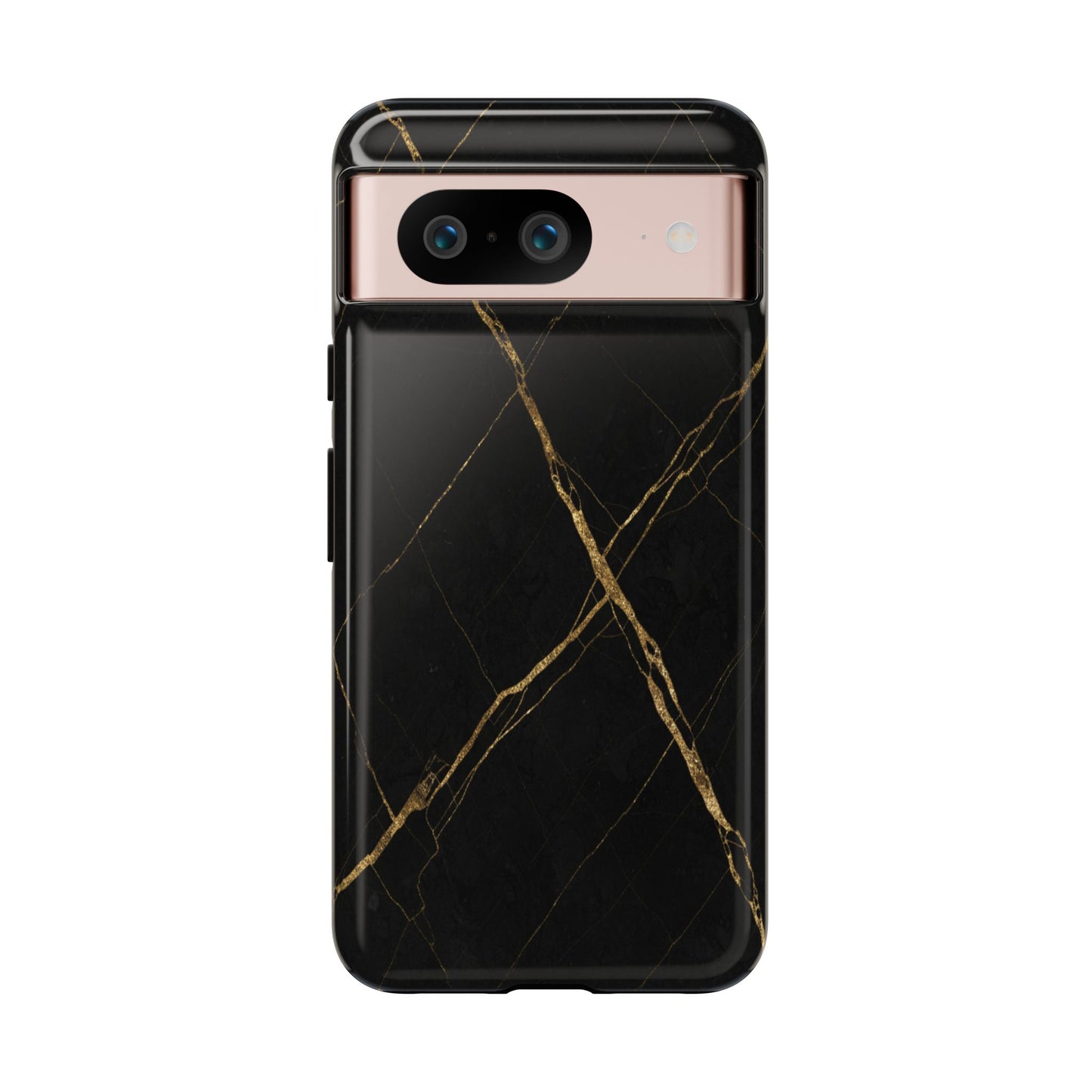 Black Marble Phone Case with Gold Veins – Luxury Minimal Aesthetic Tough Case
