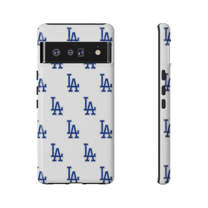 Blue LA Monogram Pattern Phone Case | Minimal Baseball Inspired Tough Cover
