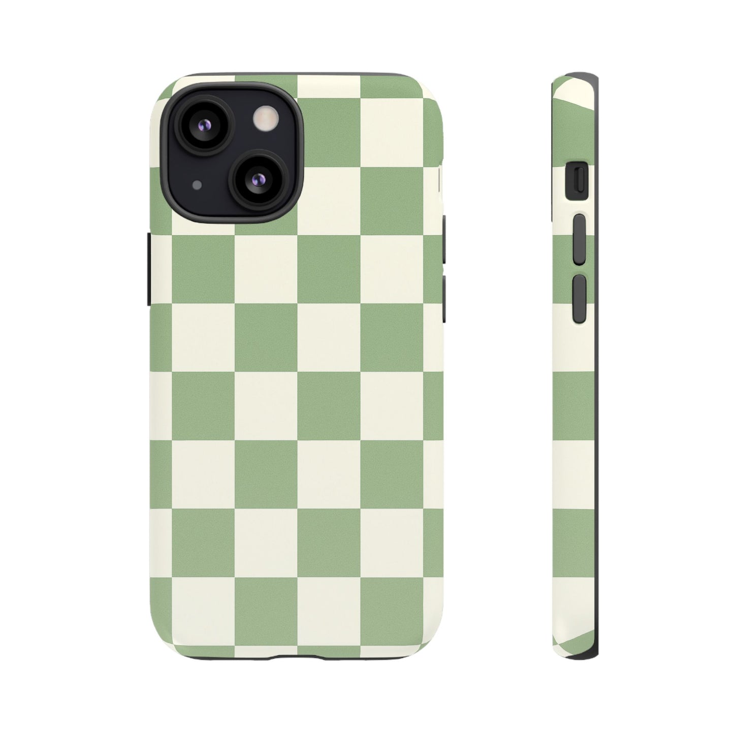 Sage Green Checkerboard Phone Case | Minimal Aesthetic Tough Case