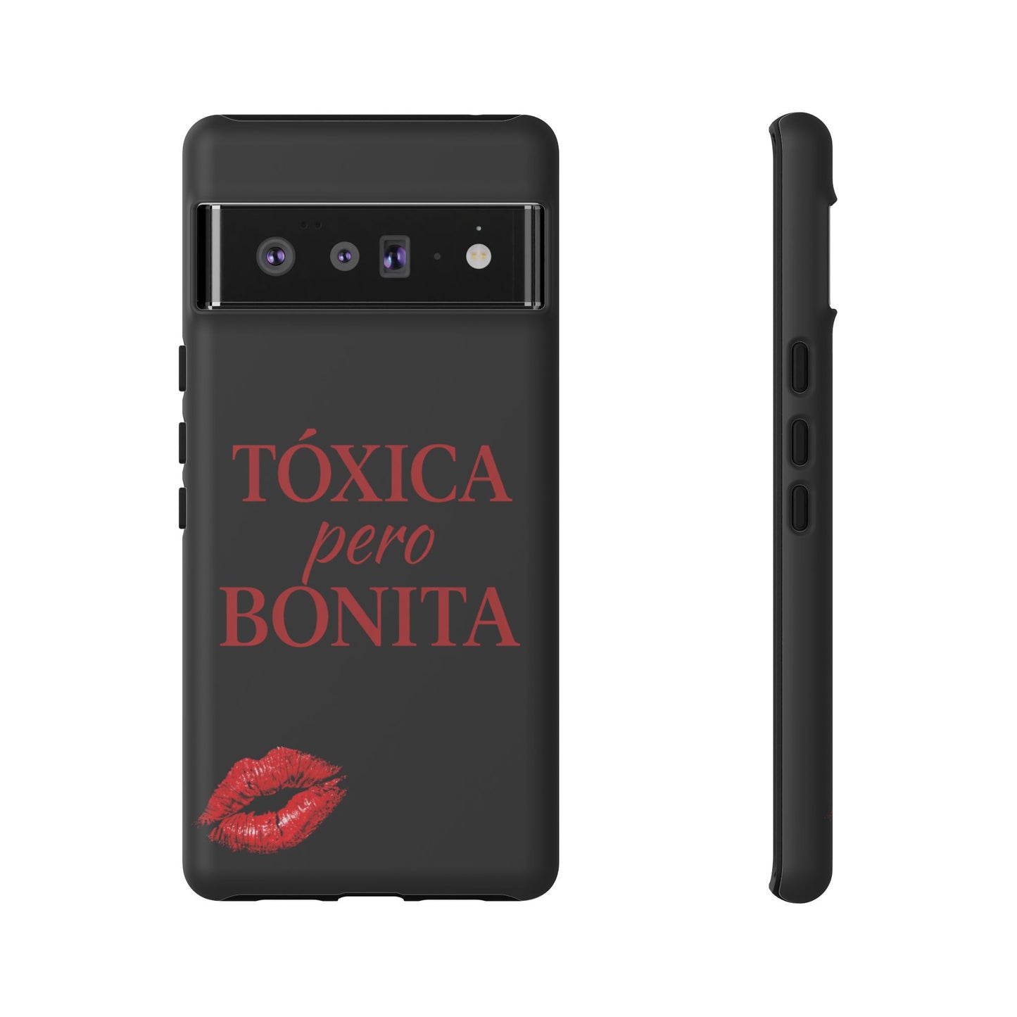 Toxica Pero Bonita Phone Case, Latina Quote Case, Red Lips Aesthetic, Spanish Saying Case, Trendy Tough Cover
