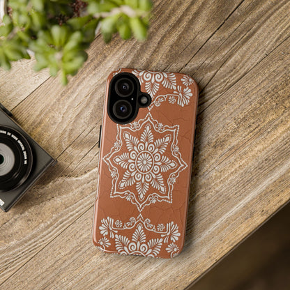 Talavera Terracotta Phone Case | Mexican Floral Pattern iPhone & Samsung Tough Case | Boho Clay Aesthetic Cover