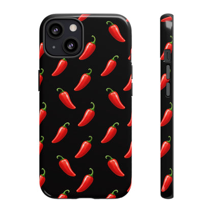 Spicy Chili Pepper Phone Case – Black Cute Hot Pepper Tough Cover for Iphone, Samsung Galaxy and Pixel
