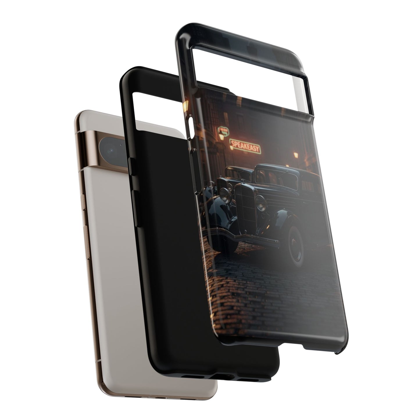 Vintage Classic Car Phone Case | Retro Noir Aesthetic | 1930s Street Scene Tough Case for iPhone & Samsung
