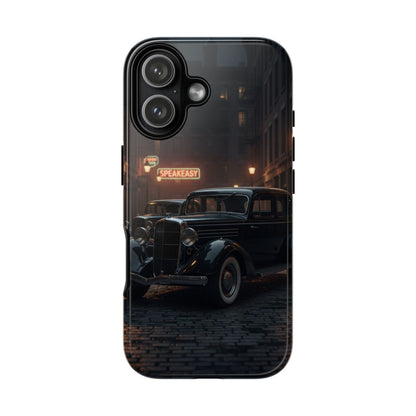 Vintage Classic Car Phone Case | Retro Noir Aesthetic | 1930s Street Scene Tough Case for iPhone & Samsung