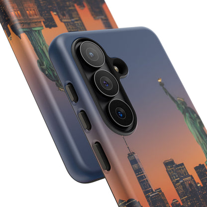 Statue of Liberty Sunset Phone Case – New York City Skyline Travel Aesthetic Tough Case