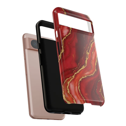 Red Agate Marble Phone Case with Gold Veins – Luxury Tough iPhone & Samsung Case
