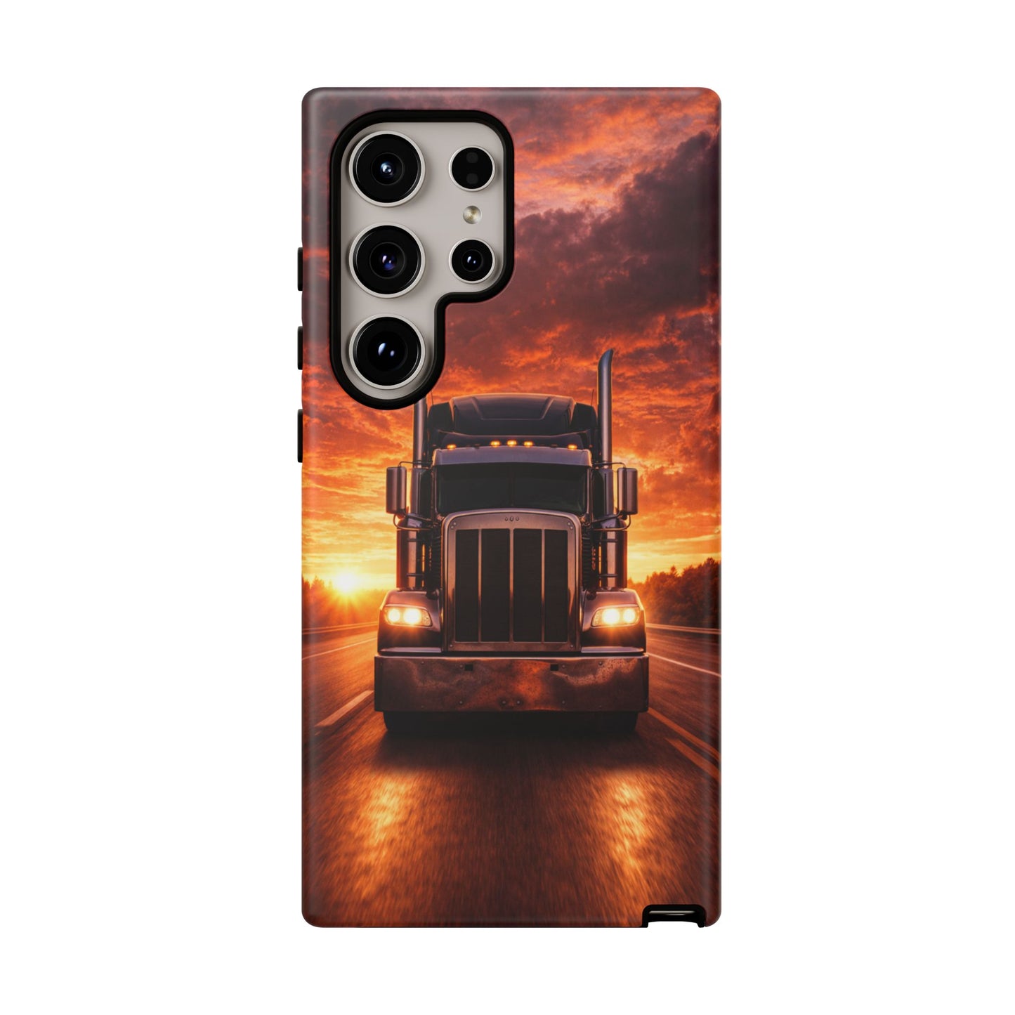 Big Rig Truck Phone Case Sunset Highway Semi Truck iPhone Samsung Cover