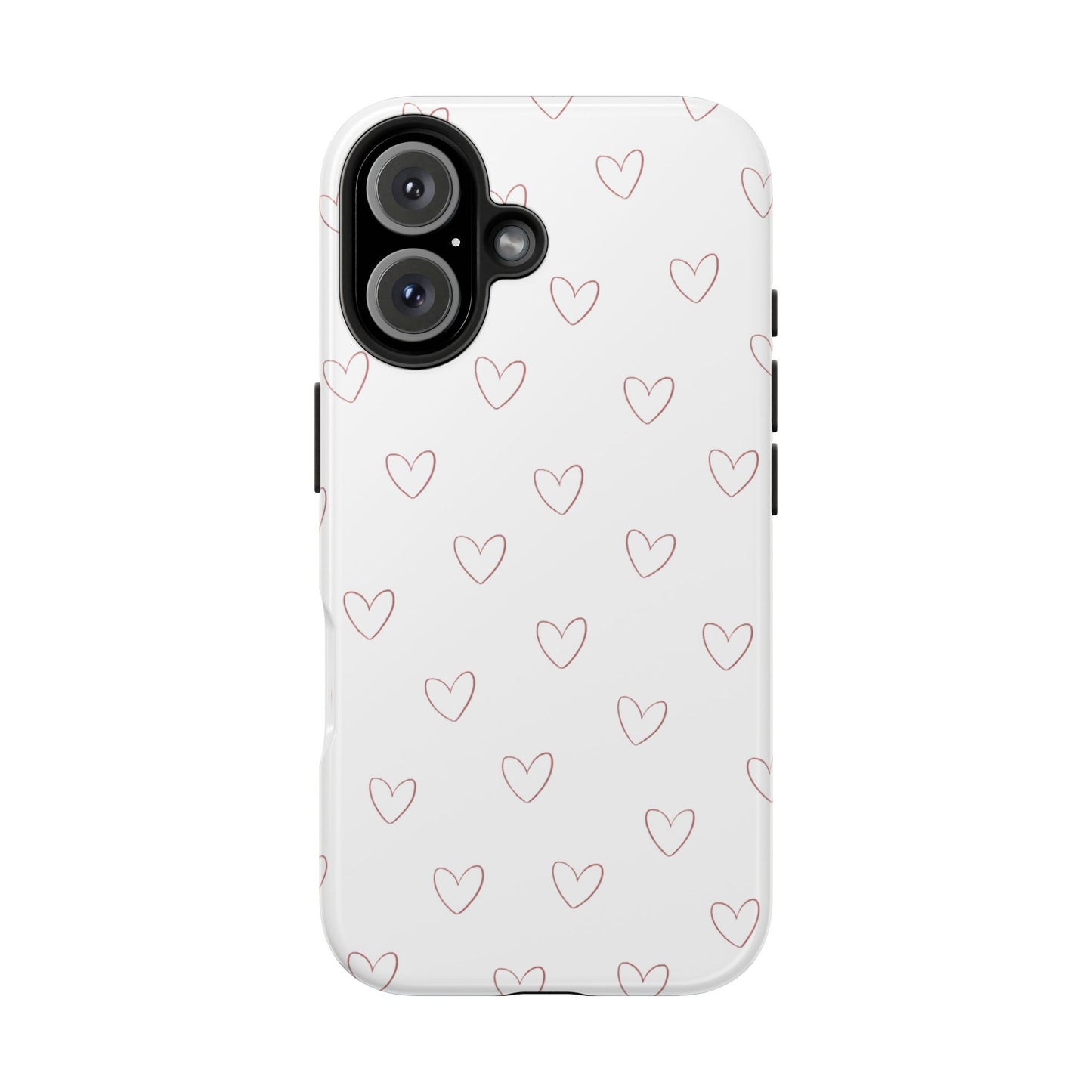 Hand-Drawn Hearts Tough Phone Case | Minimal Pink Heart Pattern