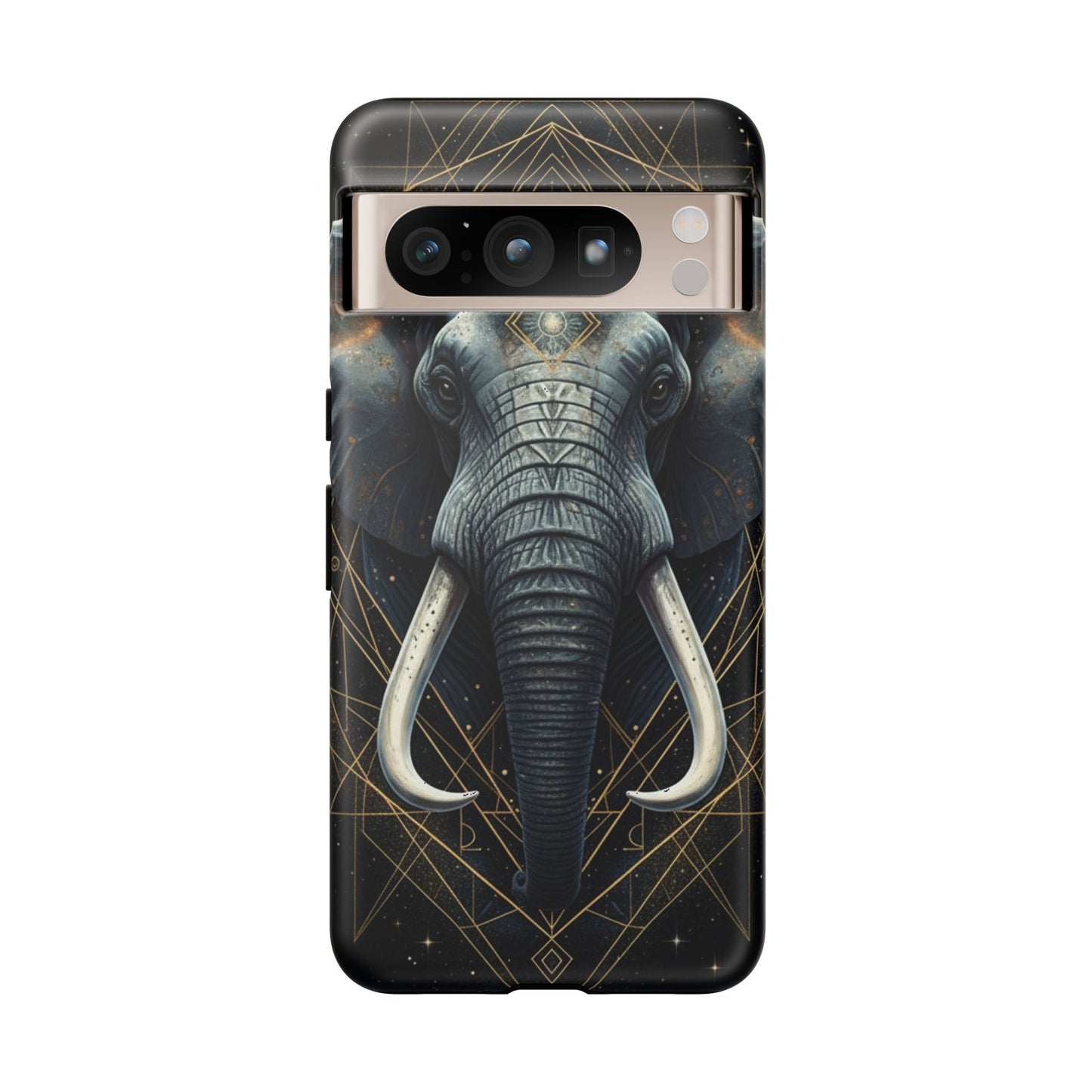 Elephant Mandala Phone Case – Black and Gold Spiritual Elephant Tough Protective Case