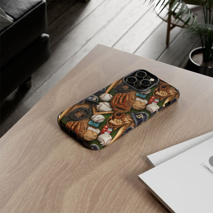 Baseball Gear Collage Phone Case – Vintage Baseball Equipment Sports Tough Case