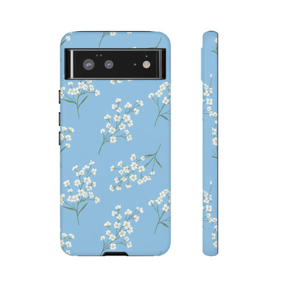Baby’s Breath Floral Phone Case – Blue Minimal Flower Aesthetic Tough Case