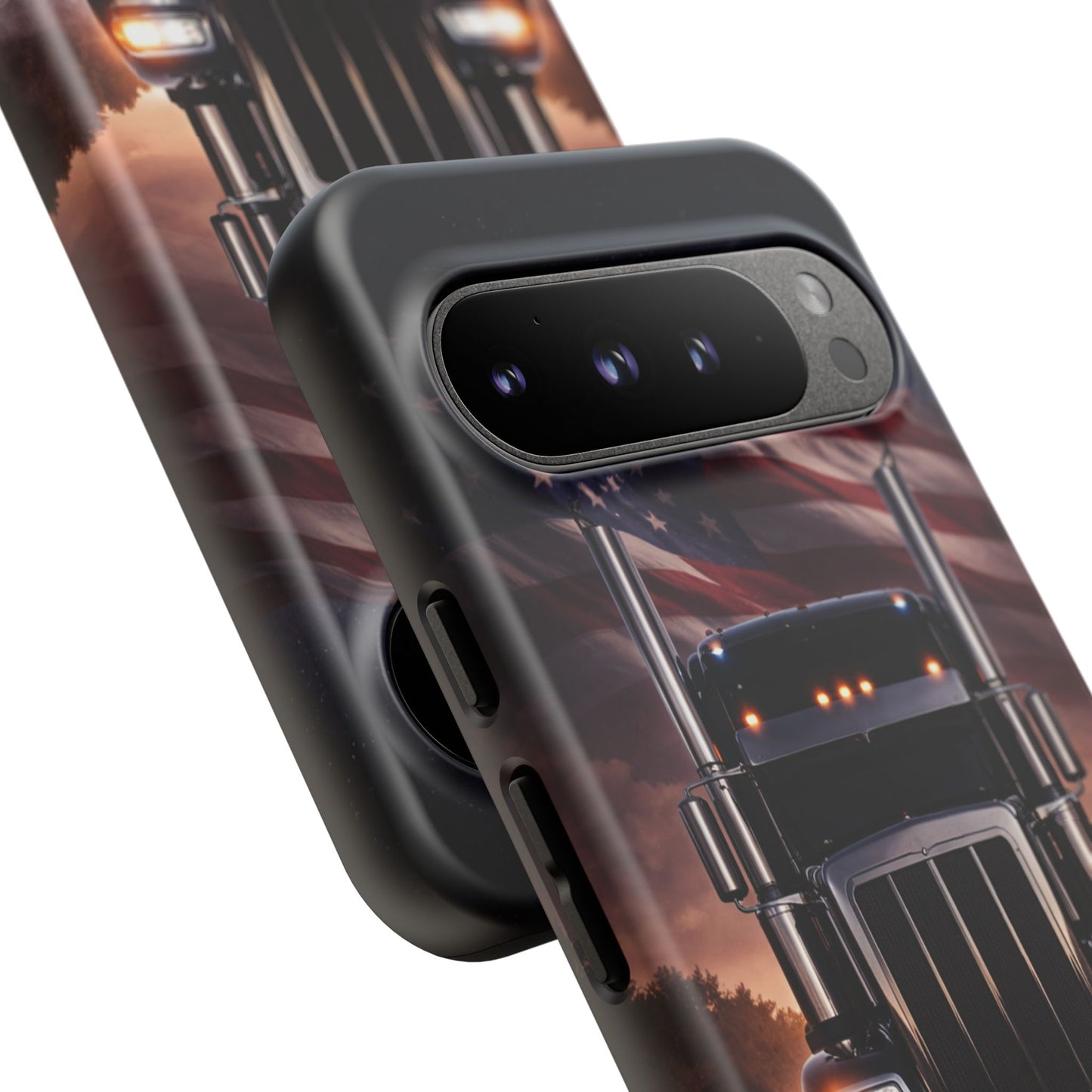 Semi Truck Phone Case American Flag Big Rig Trucker Gift iPhone Samsung