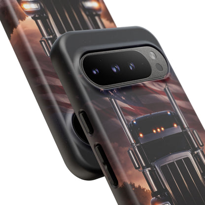 Semi Truck Phone Case American Flag Big Rig Trucker Gift iPhone Samsung