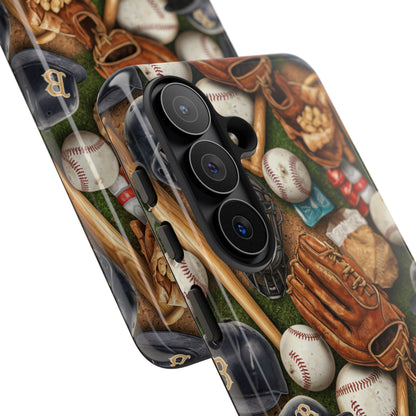 Baseball Gear Collage Phone Case – Vintage Baseball Equipment Sports Tough Case