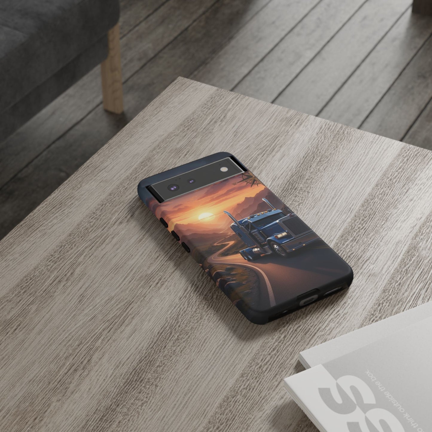 Semi Truck Sunset Phone Case | Trucker Gift | Diesel Truck Highway Road iPhone & Samsung Tough Protective Case