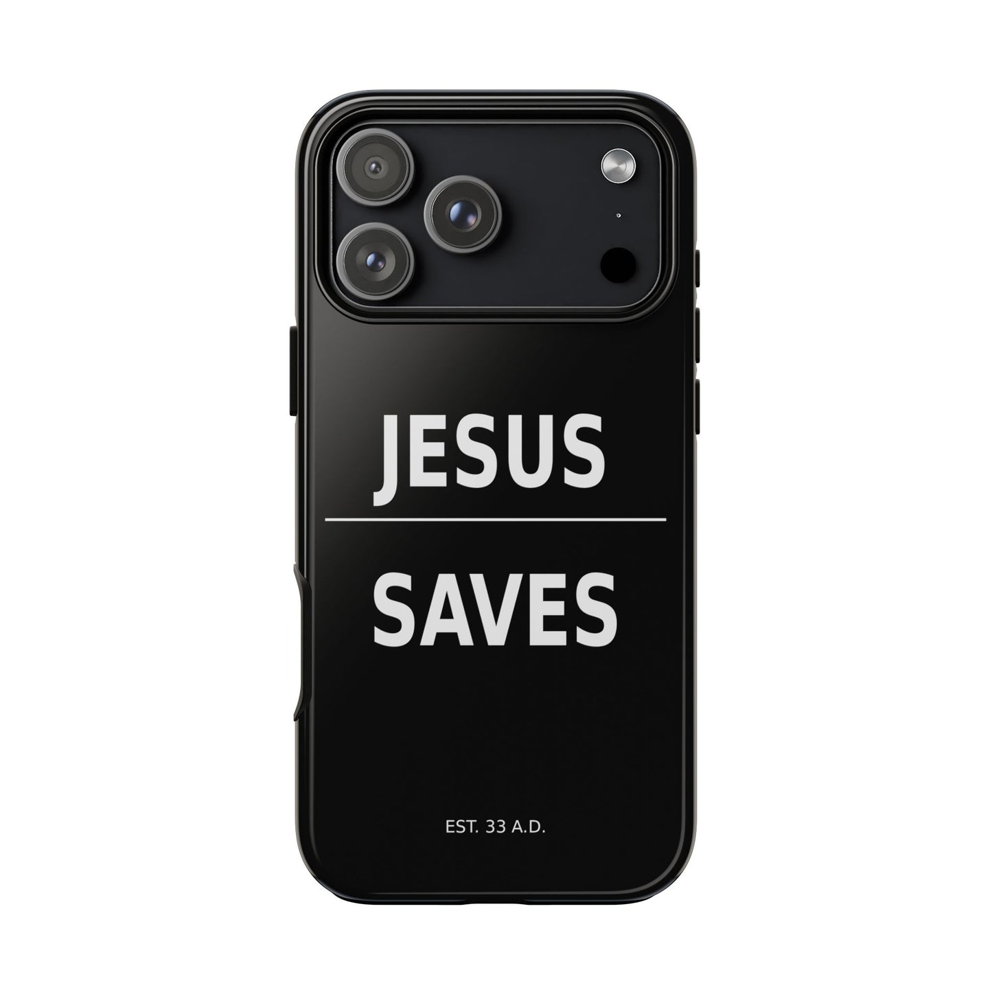 Jesus Saves Phone Case Christian Religious Minimalist Black Tough Cover