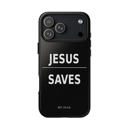 Jesus Saves Phone Case Christian Religious Minimalist Black Tough Cover