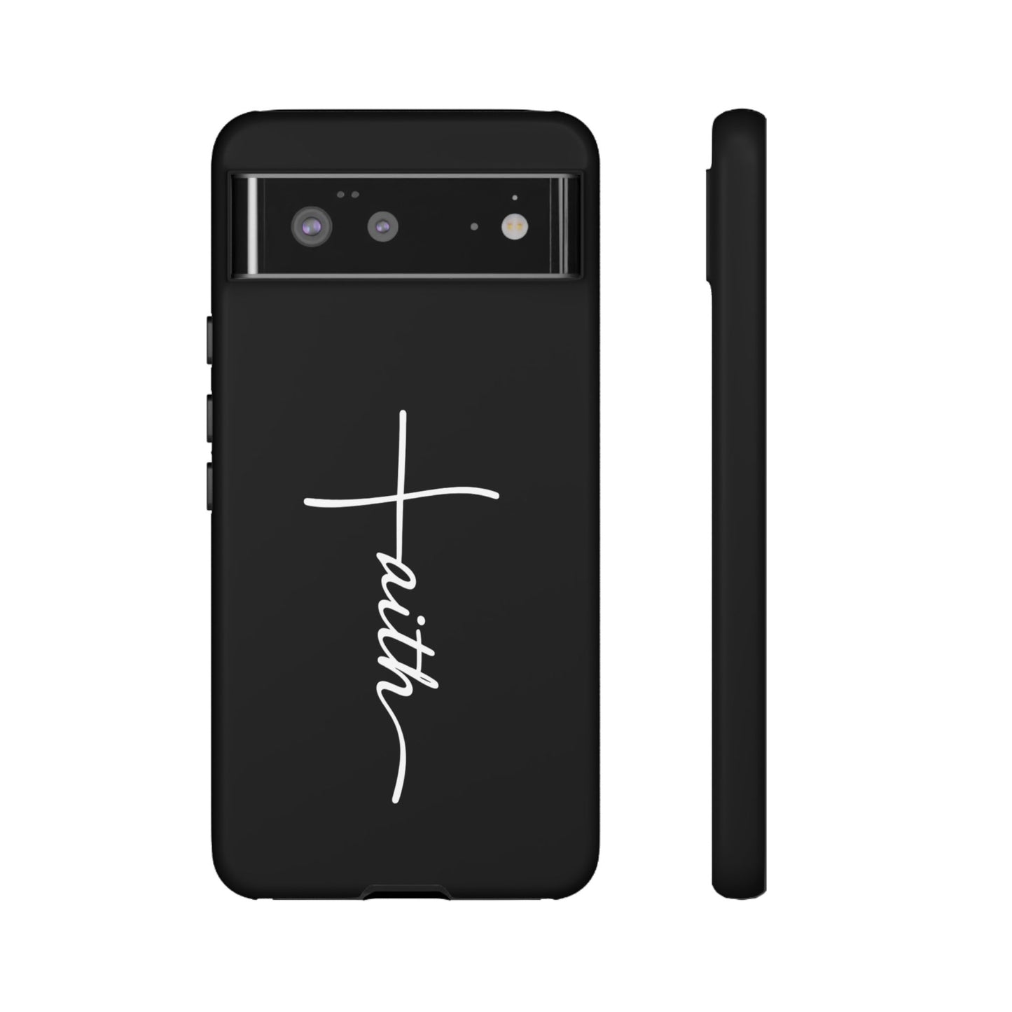 Faith Cross Phone Case, Christian Aesthetic Minimalist Black Matte Case, Religious Gift iPhone Samsung Cover