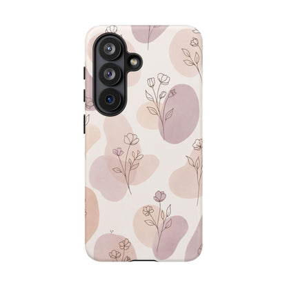 Blush Floral Phone Case Neutral Botanical Watercolor Tough Cover
