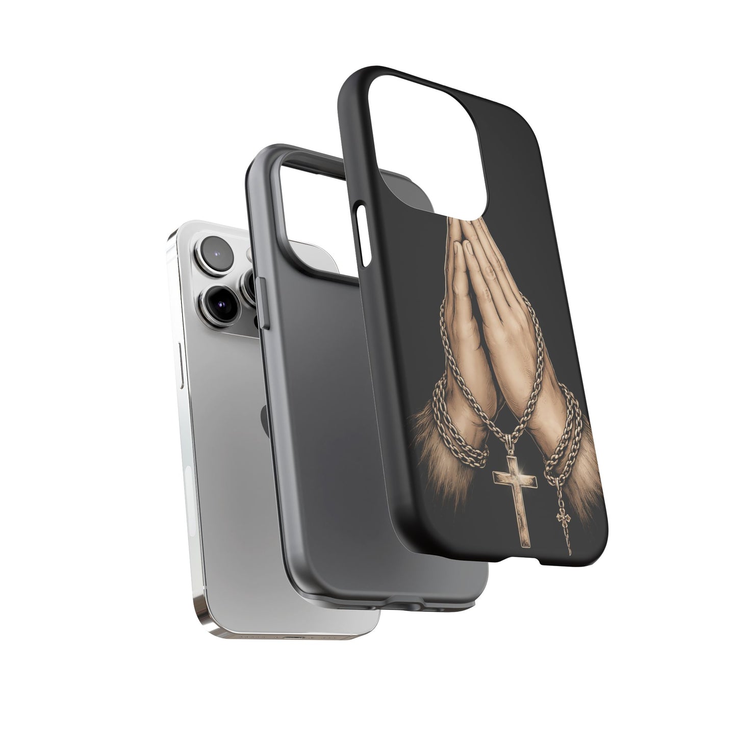 Praying Hands Cross Phone Case – Christian Faith Scripture Cover