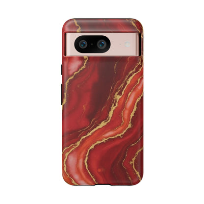 Red Agate Marble Phone Case with Gold Veins – Luxury Tough iPhone & Samsung Case