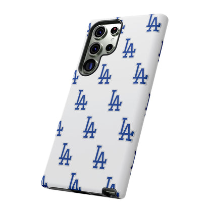 Blue LA Monogram Pattern Phone Case | Minimal Baseball Inspired Tough Cover
