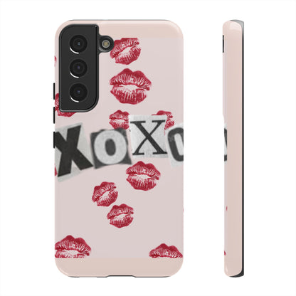 XOXO Kiss Print Phone Case | Coquette Valentine Aesthetic | Cute Pink Lipstick Kiss Tough Case for iPhone & Samsung
