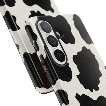 Black & White Cow Print Phone Case | Western Aesthetic iPhone & Samsung Tough Case
