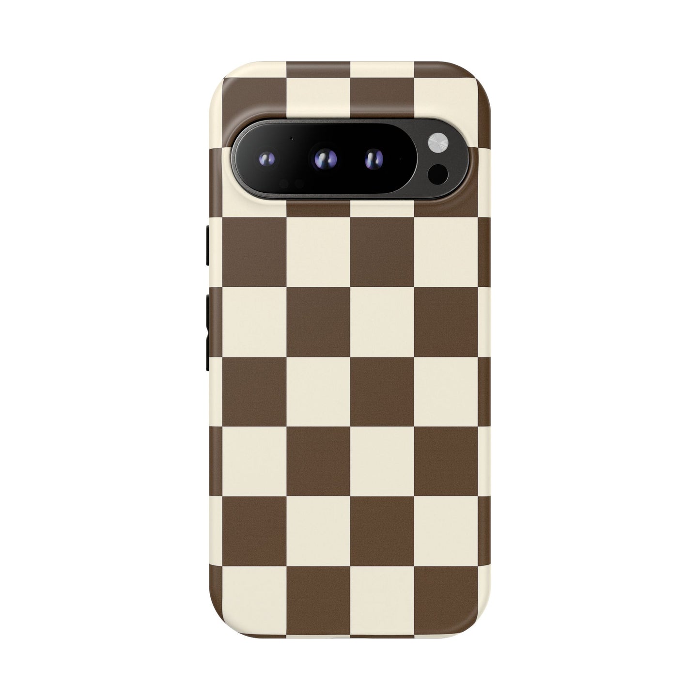 Mocha Checkerboard Phone Case | Neutral Aesthetic Tough Case