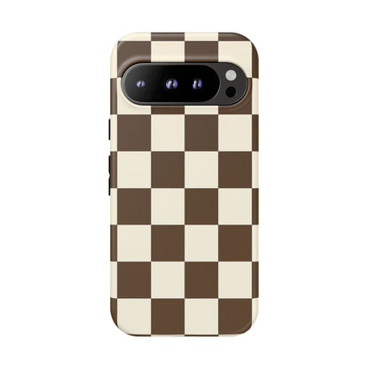 Mocha Checkerboard Phone Case | Neutral Aesthetic Tough Case