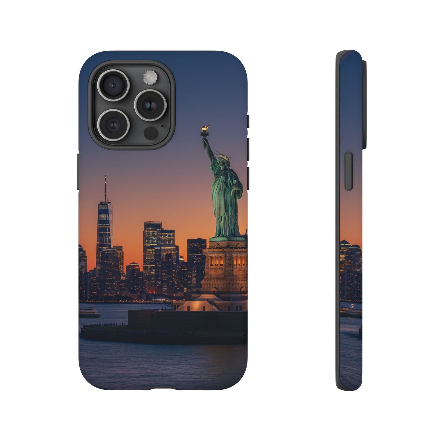 Statue of Liberty Sunset Phone Case – New York City Skyline Travel Aesthetic Tough Case