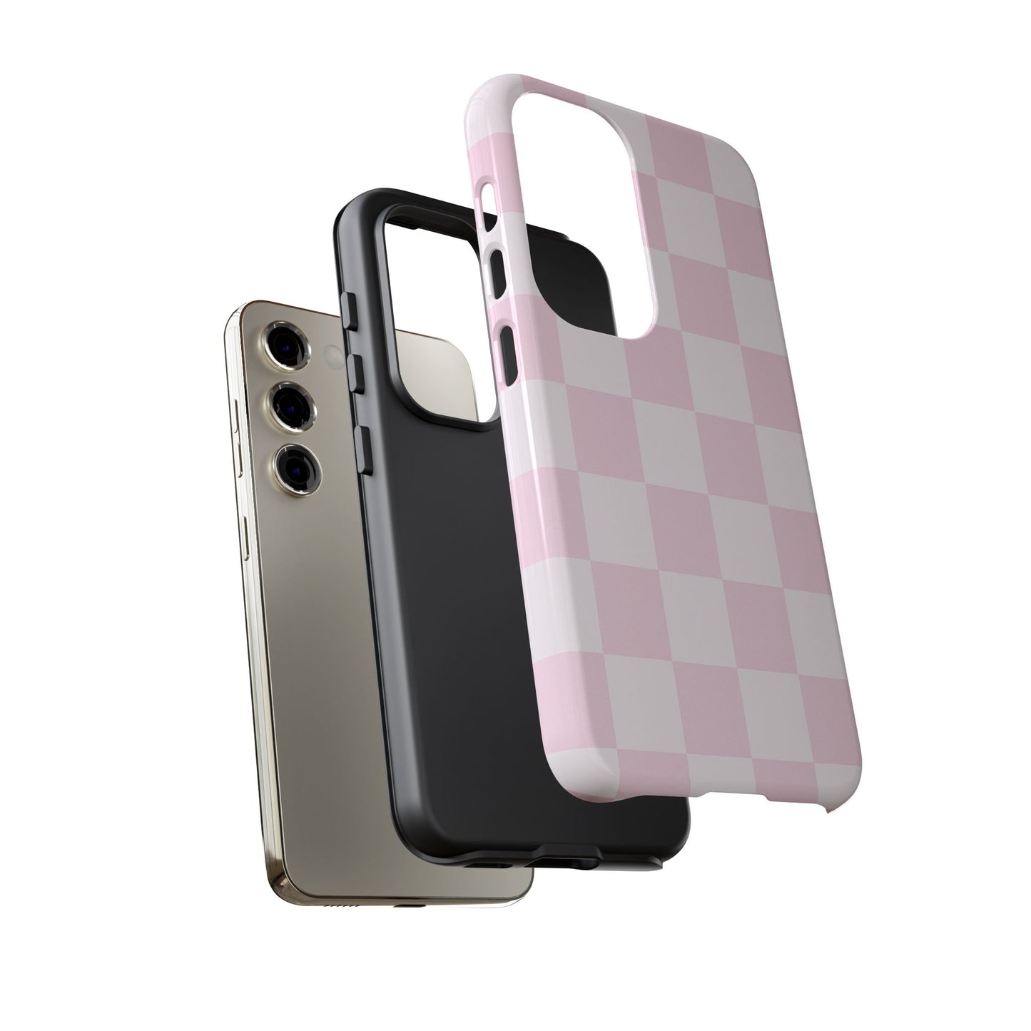 Light Pink Checkerboard Phone Case | Pastel Aesthetic Checkered iPhone & Samsung Tough Case