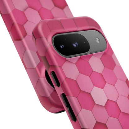 Hot Pink Hexagon Phone Case | Honeycomb Geometric Aesthetic | Cute Pink iPhone & Samsung Tough Protective Case