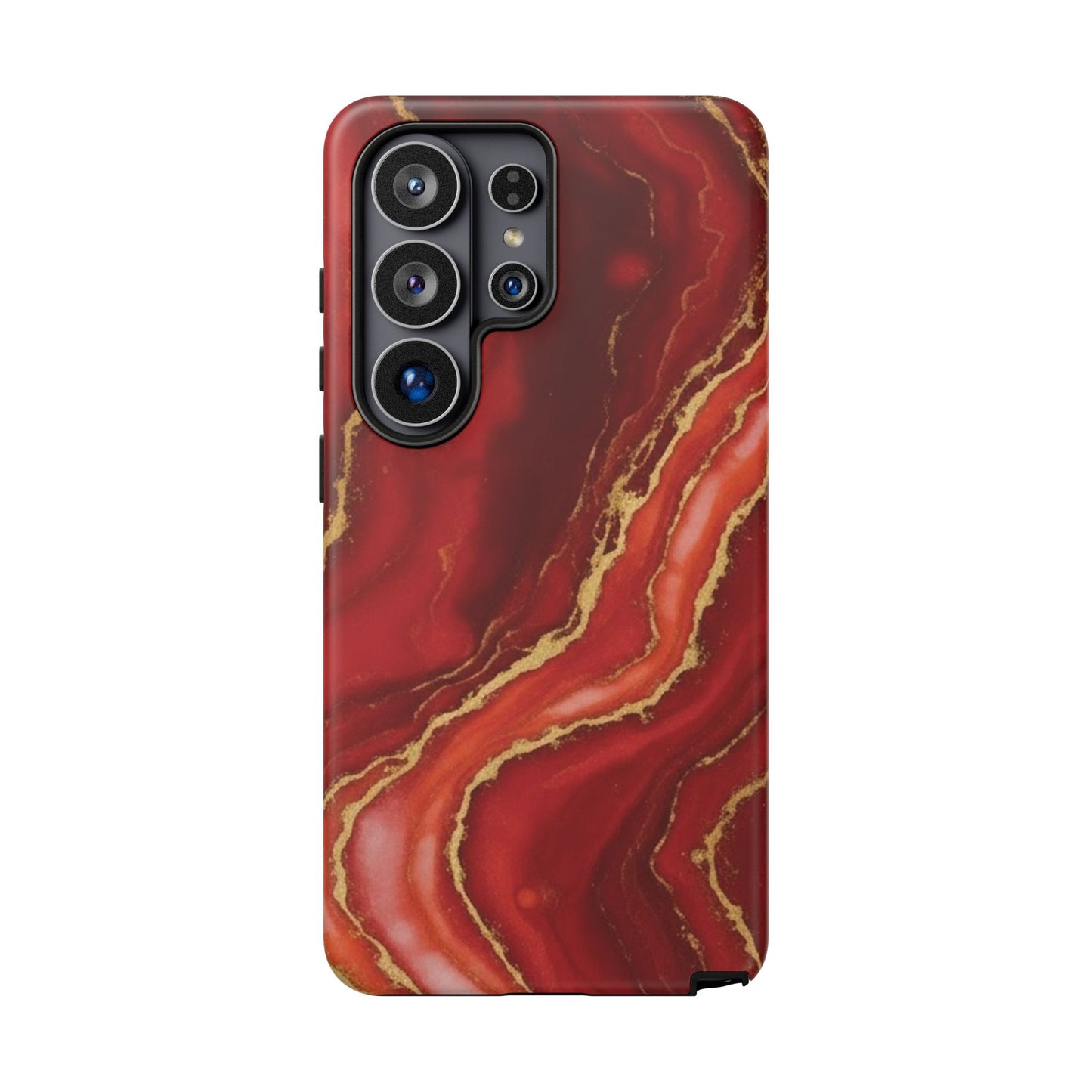 Red Agate Marble Phone Case – Gold Vein Luxury Stone Tough Case (iPhone, Samsung, Pixel)